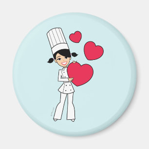 Rétro aimant de fille de cuisson