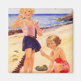 Rétro aimant de réfrigérateur de bord de la mer