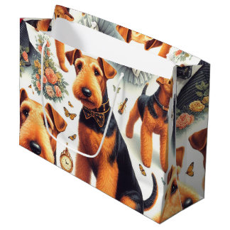 Retro Airedale Terrier Seamless Große Geschenktüte