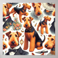 Retro Airedale Terrier Seamless