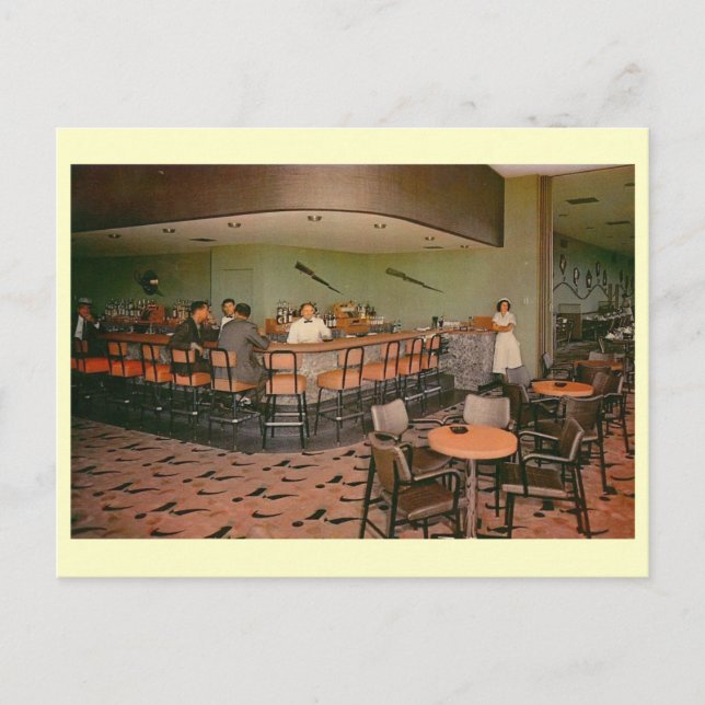 Retro, Airport Cocktail Lounge Vintag Postkarte (Vorderseite)