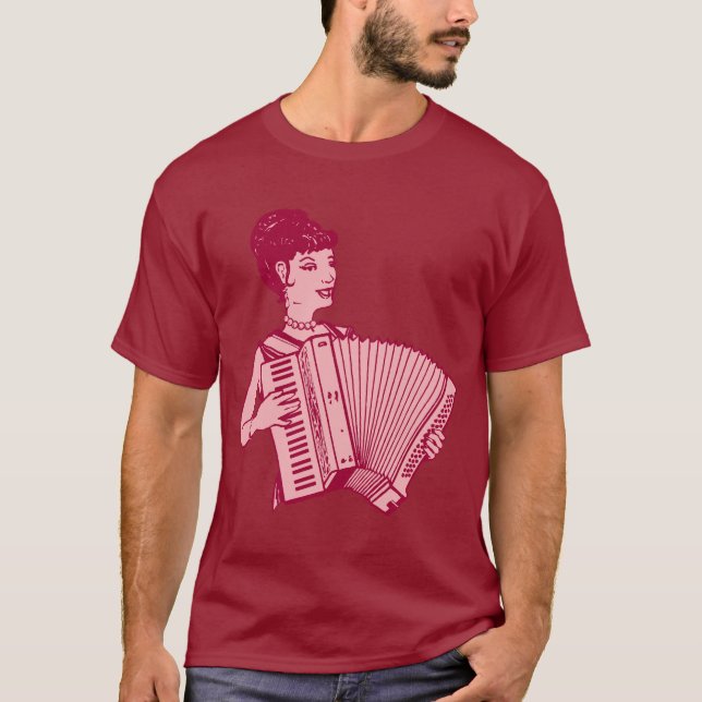 Retro Akkordeon-Dame T-Shirt (Vorderseite)