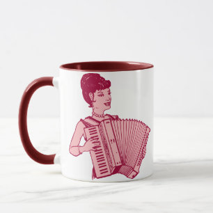 Retro Akkordeon Dame Tasse