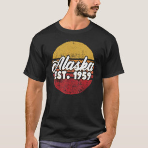 Retro Alaska Est 1959 die letzte Grenz-Staat-Karte T-Shirt