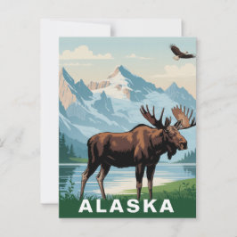 Retro Alaska Moose Mountain Postkarte