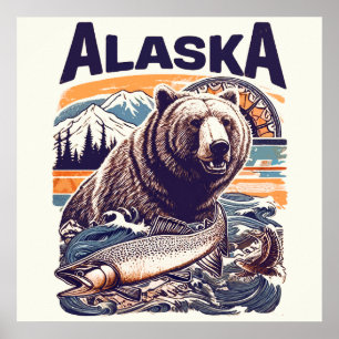 Retro Alaska Nature Poster