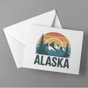 Retro-Alaska-Sonnenuntergangs-Abenteuer  Postkarte