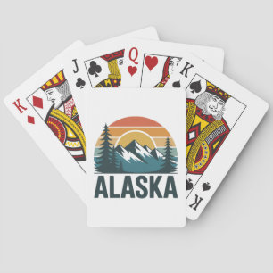 Retro-Alaska-Sonnenuntergangs-Abenteuer Spielkarten