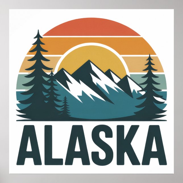 Retro Alaska Sunset Adventure  Poster (Vorne)