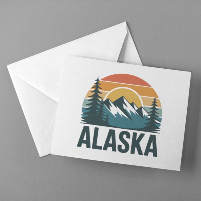 Retro Alaska Sunset Adventure  Postkarte (Retro Alaska Sunset Adventure Postcard)