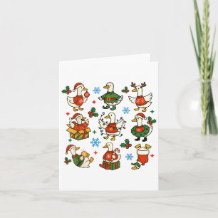 Retro Albern Gänse Weihnachten Niedliche Gänse Karte