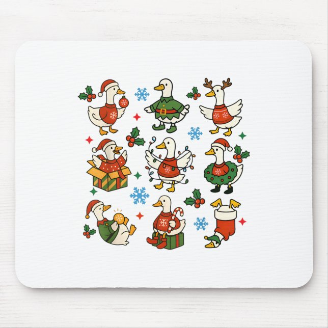 Retro Albern Gänse Weihnachten Niedliche Gänse Mousepad (Vorne)