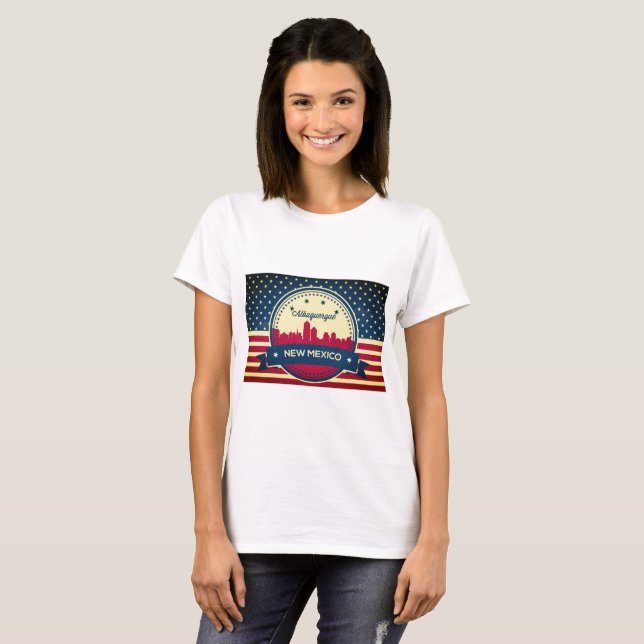 Retro Alberquerque New Mexico Skyline T-Shirt (Vorne ganz)