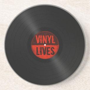 Retro Album-Vinylleben Sandstein Untersetzer