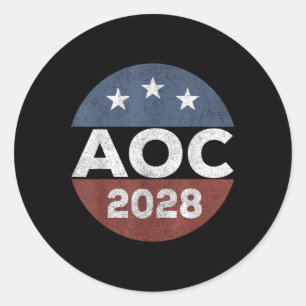 Retro Alexandria Ocasio Cortez Merch 2028 Uni-adul Runder Aufkleber