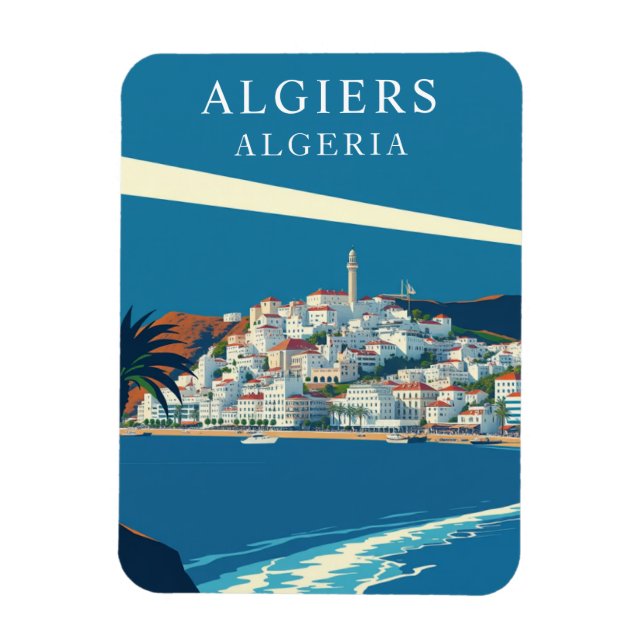 Retro Algiers Algeria Travel Souvenir Magnet (Vertikal)