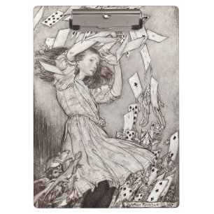 Retro-Alice-Fallende-Karten im viktorianischen Des Klemmbrett