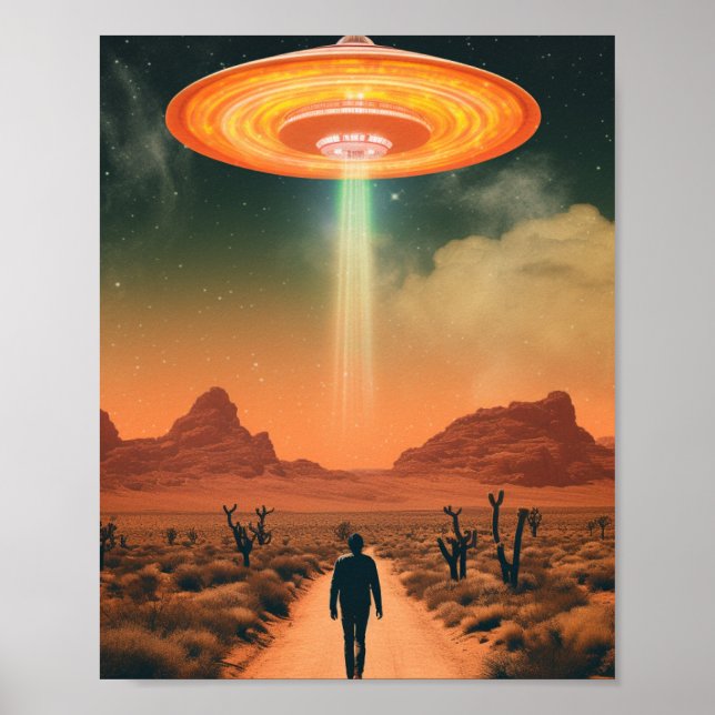 Retro Alien Entführung aus der Wüste Poster (Vorne)