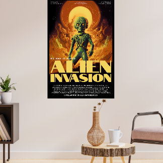 Retro-Alien-Sci-Fi-Film inspiriertes Wandposter Poster