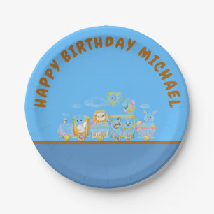 Retro Alles Gute zum Geburtstag Tier Zug Papier Te Pappteller