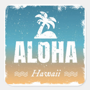 Retro Aloha Hawaii Quadratischer Aufkleber
