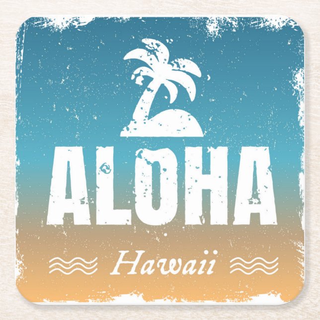 Retro Aloha Hawaii Rechteckiger Pappuntersetzer (Vorderseite)