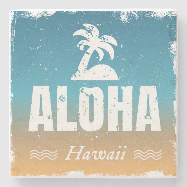 Retro Aloha Hawaii Steinuntersetzer (Vorderseite)