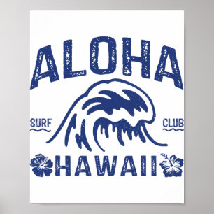 Retro Aloha Hawaii-Welle Surfen Hawaiian Strand Su Poster