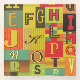 Retro-Alphabet, Vintager Charme Glasuntersetzer