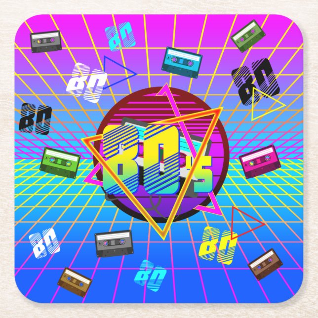 RETRO-ALTE SCHULE DER 80er Jahre Rechteckiger Pappuntersetzer (Vorderseite)