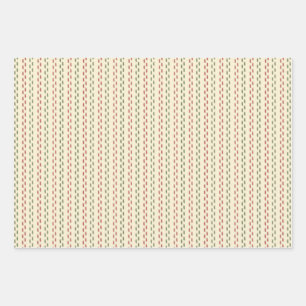 Retro Alte Weihnachtsstitching Geschenkpapier Set