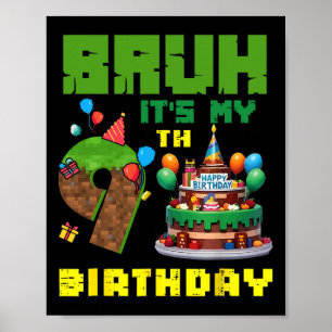 Retro Alter Es Ist Mein 9. Geburtstag Pixel Kuchen Poster