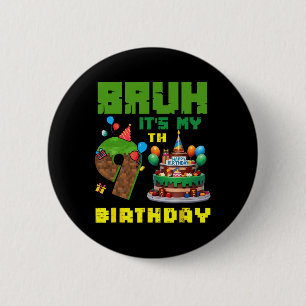 Retro Alter Ich Hab Mein 9. Geburtstag Pixel Torte Button