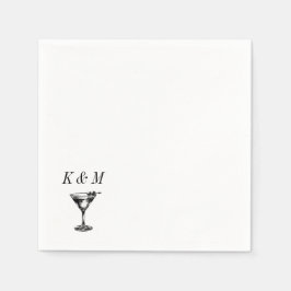 Retro Altes Geld Martini Handgezeichnete individue Serviette