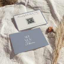 Retro-Altes-Geld Verstaubtes-Blau-QR-Code-Hochzeit