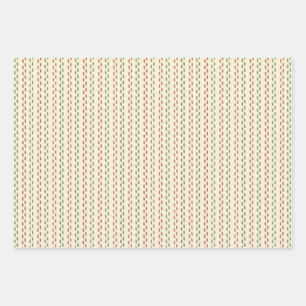 Retro Altes Weihnachtsstich Geschenkpapier Set