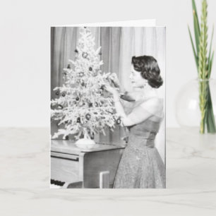 RETRO-ALUMINIUM-METALL-WEIhnachtsbaum-KARTEN Karte