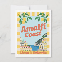 Retro Amalfi Coast Italy Living la Dolce Vita Postkarte