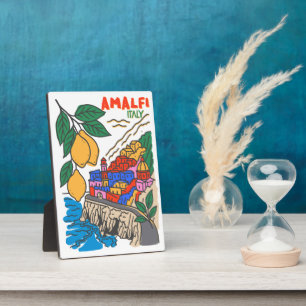 Retro Amalfi Italien Mittelmeer Kunst Handgezeichn Fotoplatte