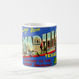 Retro Amarillo TX Postkarte Kaffeetasse