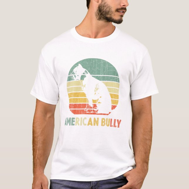 Retro American Bully T Shirt Pitty Pitties Bulldog (Vorderseite)