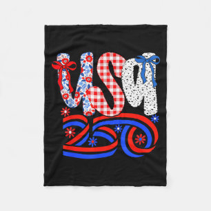Retro American Coquette Schleife 250 Flagge T-Shir Fleecedecke