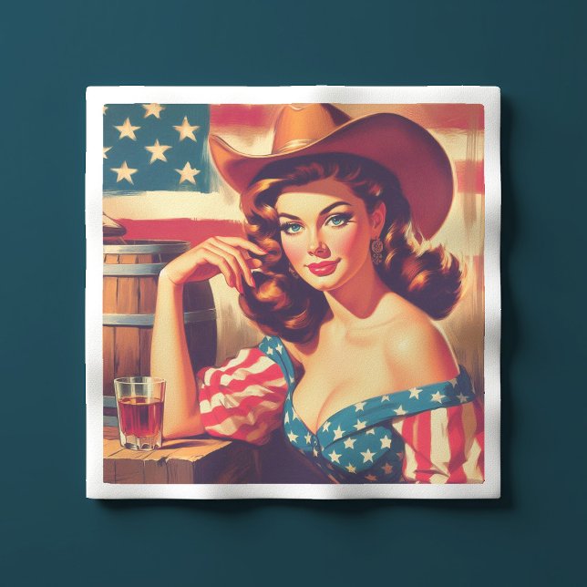 Retro American Cowgirl Pinup Serviette (Von Creator hochgeladen)