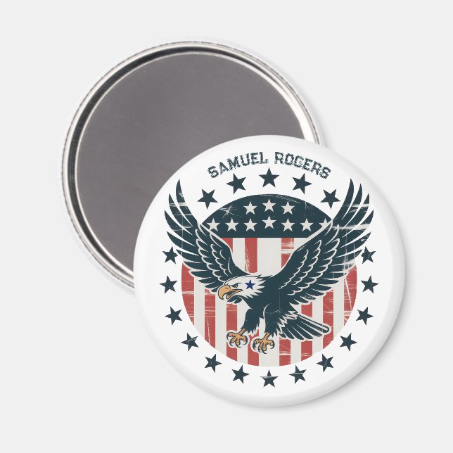 Retro American Eagle  Magnet (Vorderseite/Rückseite)