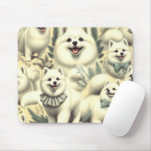 Retro American Eskimo Illustration Mousepad