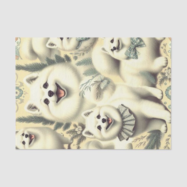 Retro American Eskimo Illustration Seidenpapier (Vorderseite)