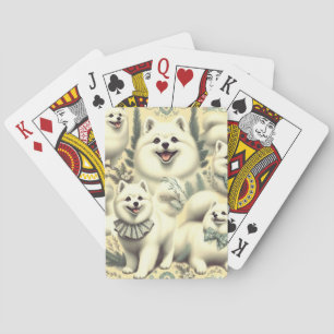 Retro American Eskimo Illustration Spielkarten