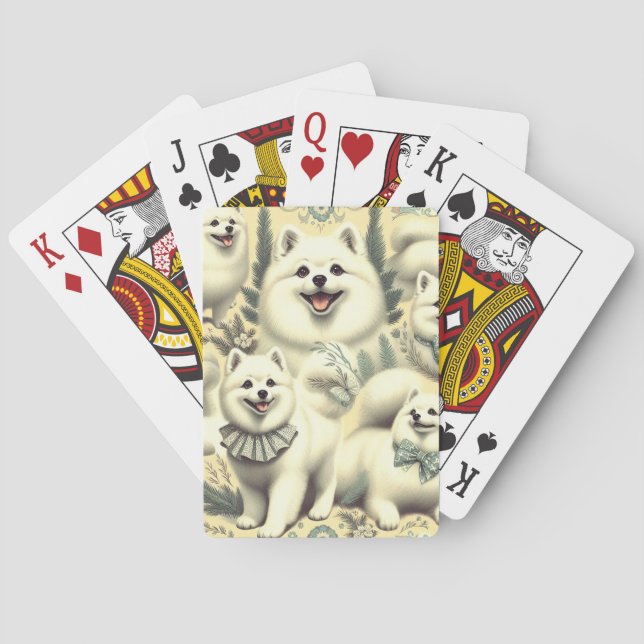 Retro American Eskimo Illustration Spielkarten (Rückseite)