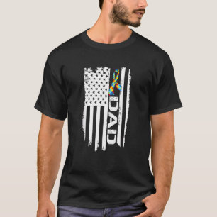 Retro American Flag Autismus Vater Awareness Autis T-Shirt