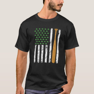 Retro American Flag Baseball Sport St Patrick's D T-Shirt